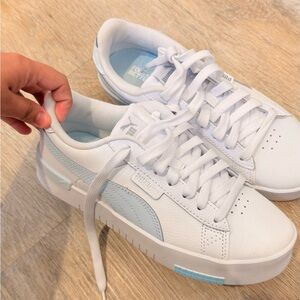 Puma White and Light Blue Women's Sneakers